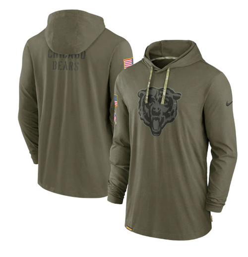 Chicago Bears 2022 Olive Salute To Service Tonal Pullover Hoodie